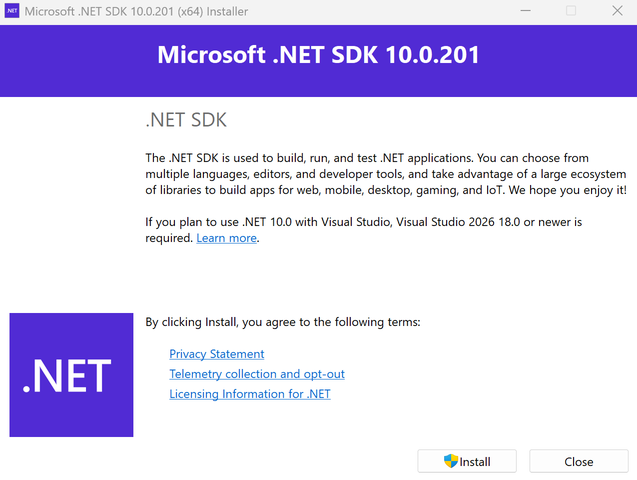 .NET SDK installer