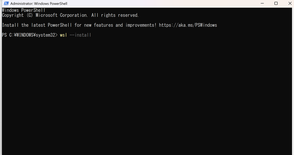 Running wsl --install in PowerShell