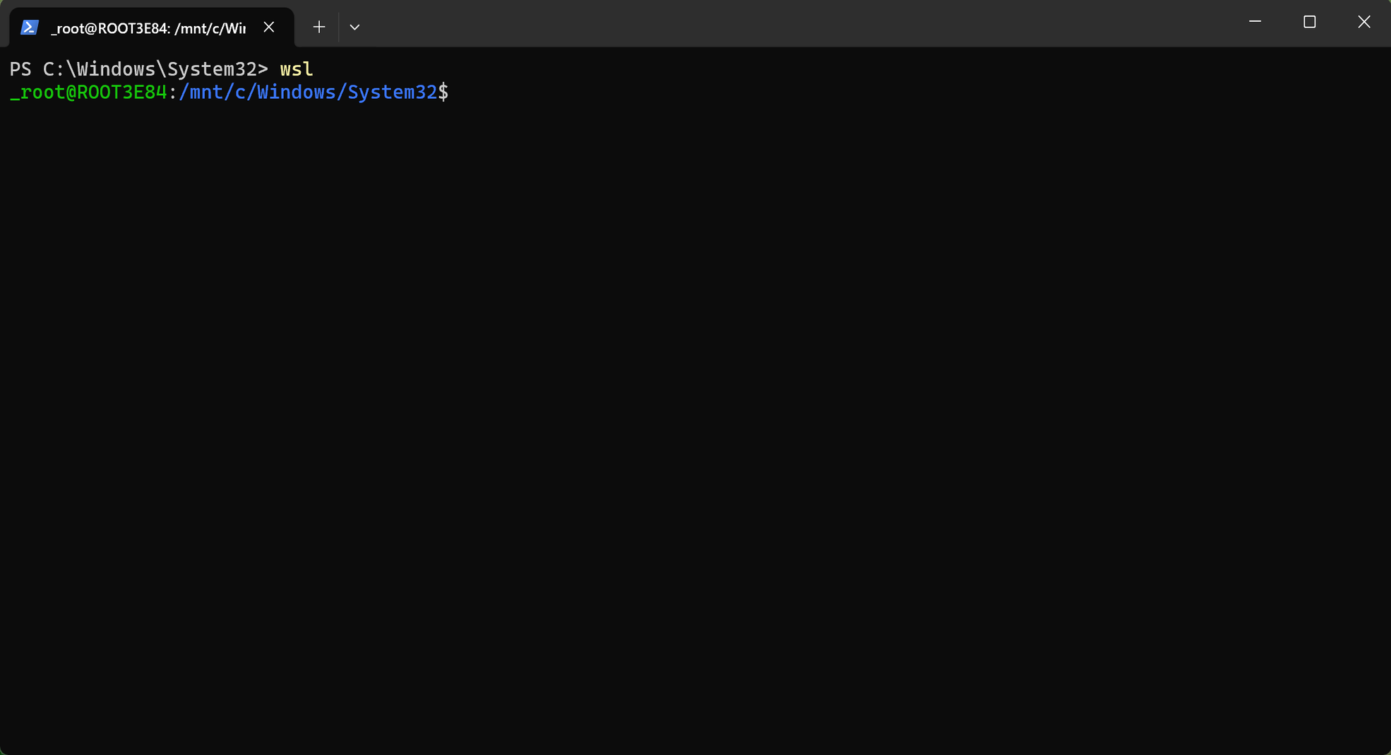 Running the wsl command in PowerShell and Ubuntu launching