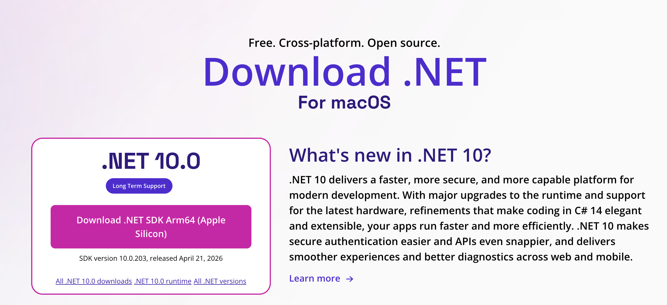 .NET 公式ダウンロードページ