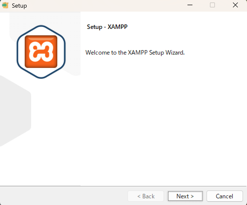 XAMPP セットアップウィザードの最初の画面(Welcome to the XAMPP Setup Wizard)